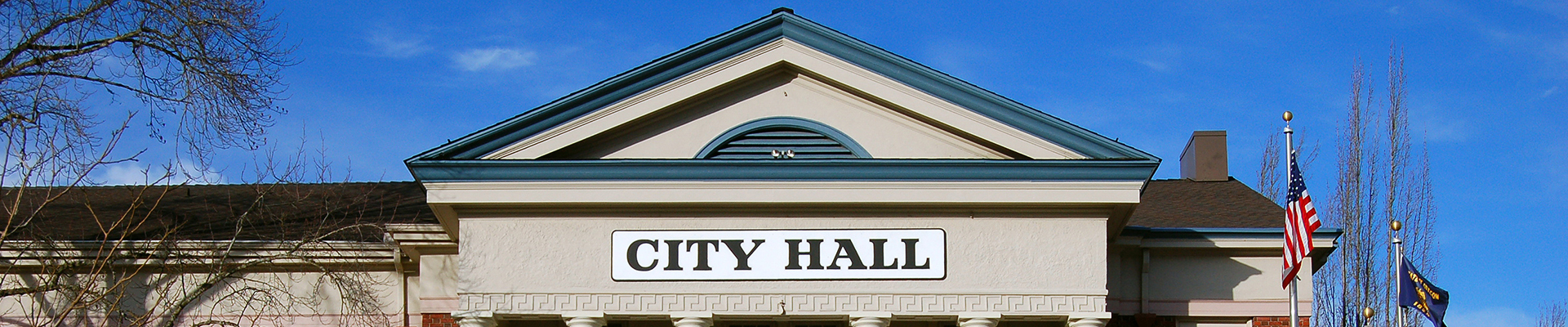 Upper portion of Corvallis, Oregon City Hall building